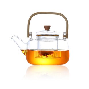 家用可电陶炉煮茶烧水壶大容量泡茶壶 竹把提梁高硼硅玻璃n花茶壶