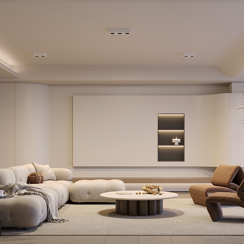 魅光照明超薄明装筒灯客厅卧室防眩光全光谱吸顶双头斗胆灯免开孔