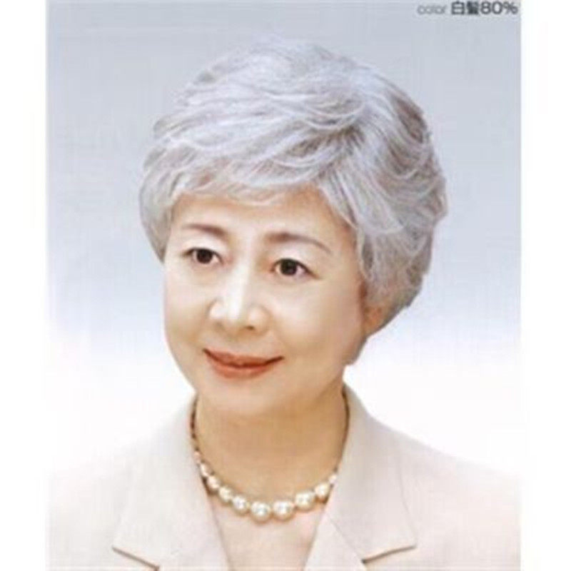 中老年假发女短发花白假发表演老奶奶妈妈假发舞台用表演银白假发