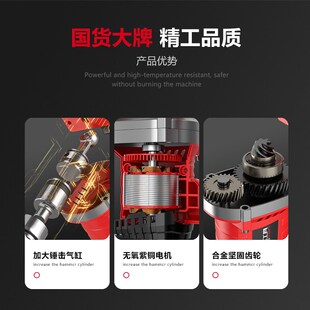无刷锂电电锤充电重型方柄大功率艺电镐电钻混凝土无线双用冲击钻