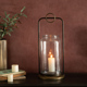 北欧复古浪漫餐桌蜡烛台金属铁艺玻璃防风风灯家居民宿装 饰品摆件
