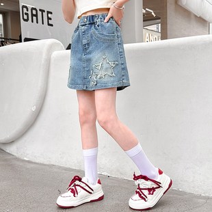 女童夏装牛仔半身裙2024新款女孩夏季薄款短裤裙裤儿童时尚裙子潮