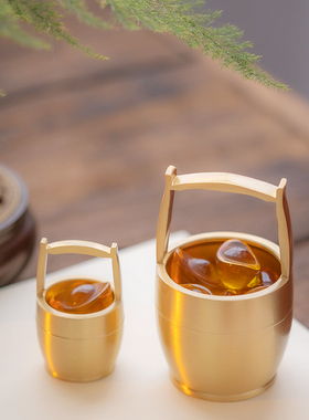 一桶金摆件纯铜创意复古铜缸聚宝盆黄铜房间客厅办公室小号装饰品