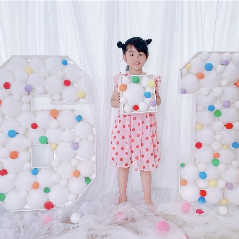 数字100KT板盒子填充塞气球造型宝宝宴生日岁520布置装饰道具