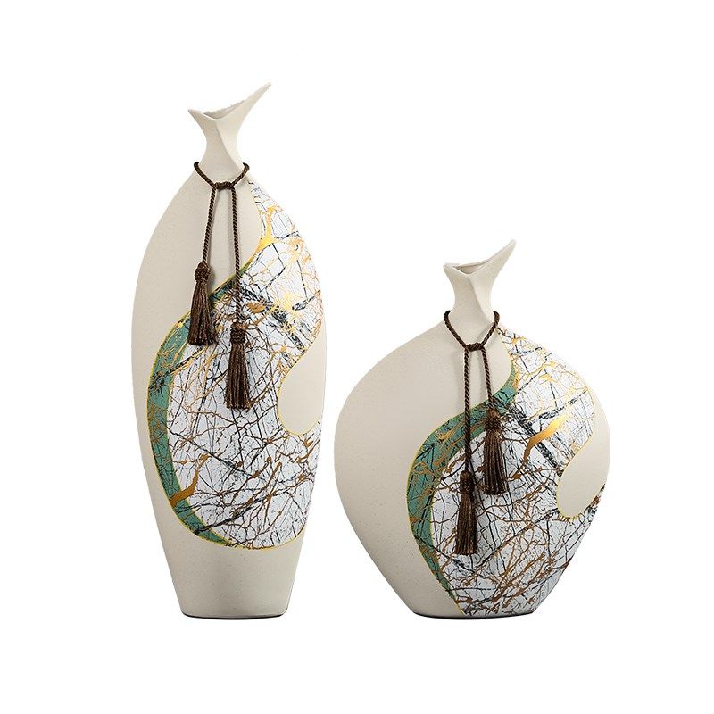 陶瓷花瓶高级感复古花器新中式客厅样板间玄关电视柜桌面装饰摆件,家居饰品,装饰摆件,淘宝优惠券,粉丝福利购,淘宝优惠卷