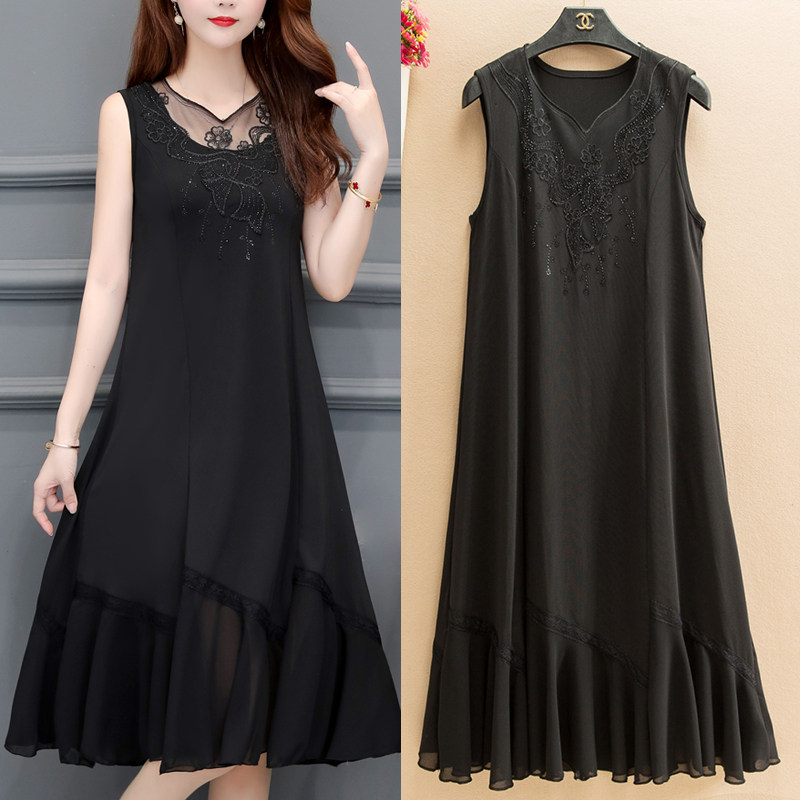 夏季背心裙女加肥加大码中长款内搭打底裙春秋内搭吊带无袖连衣裙