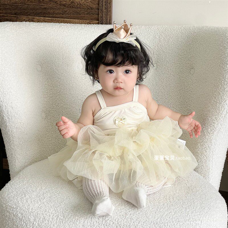 小女孩宝宝衣服夏季女童婴儿夏装公主蓬蓬连衣裙子吊带一周岁礼服
