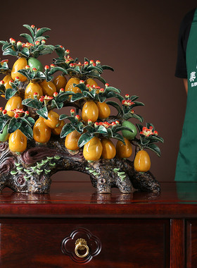 陶瓷工艺精品送礼物家居电视酒柜门客厅饰品植物枇杷金玉满堂摆件