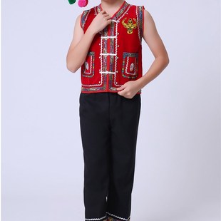 精品牛头图佤族男装 儿童佤族云南少数民族生活舞蹈演出表演服607