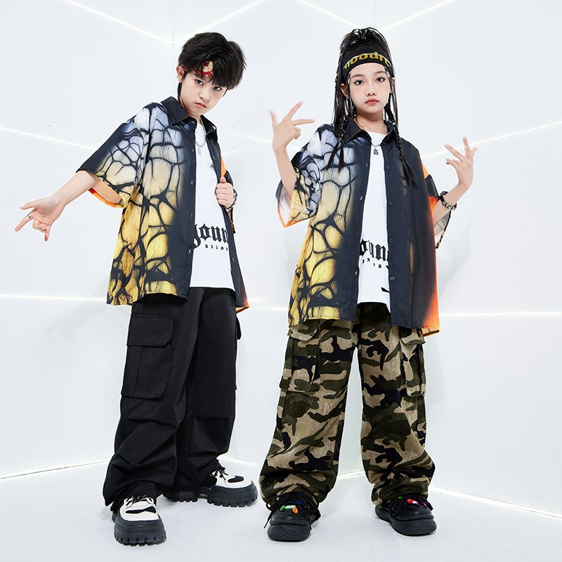 街舞儿童潮服演出服男童套装hiphop童装嘻哈走秀女架子鼓爵士舞酷