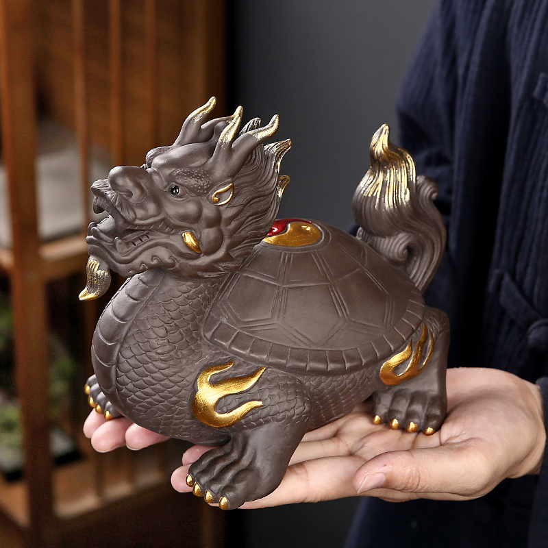 龙龟茶宠摆件精品可养招财紫砂茶玩茶桌茶台用品茶具配件家居装饰