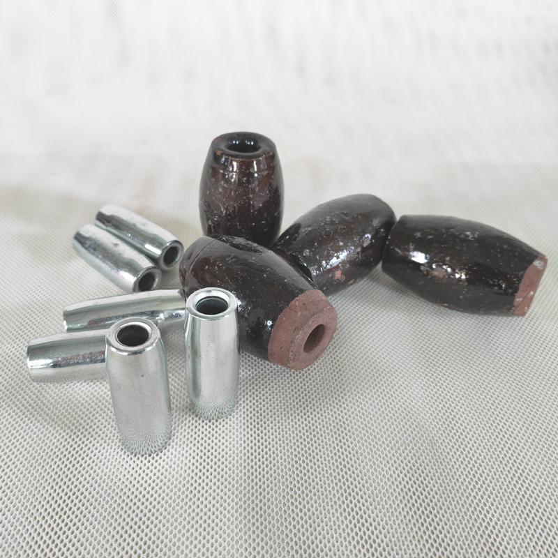 渔网坠子陶瓷坠镀锌坠撒网坠拉网坠拖网脚子通心穿孔网坠铁坠铅坠