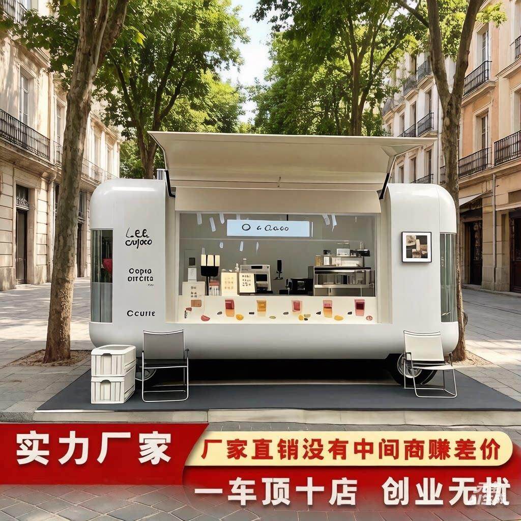 新款电动云仓摆摊餐车移动网红胶囊冷饮奶茶车风景区移动定制小吃