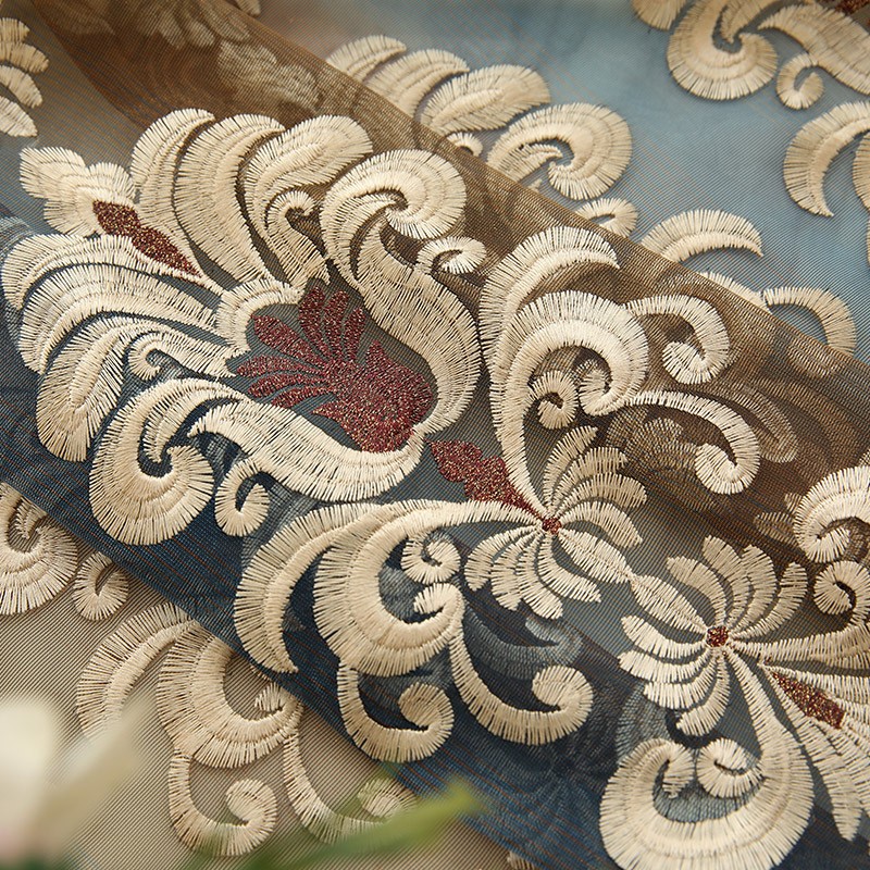 定制奢华大气欧式绣花窗纱帘客厅阳台卧室隔断防蚊遮阳光别墅纱帘