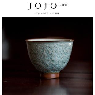 PD··家用浮雕纏枝蓮品茶杯陶瓷品茗杯 JOJO& x27;S 安澈