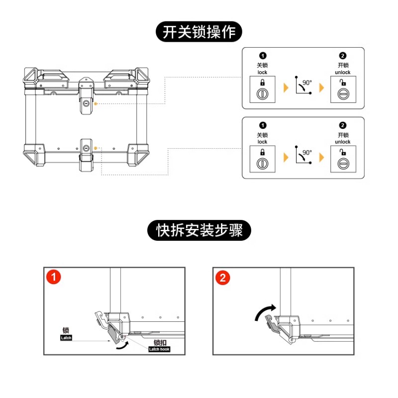 摩托车通用尾箱锁不锈钢防盗后备工具箱锁电动车保险锁卡扣锁配件图片