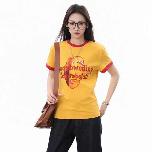 BNMGIN美式复古印花短袖t恤