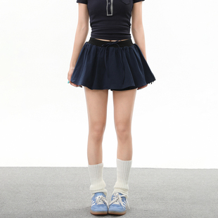 BNMGIN蓬蓬半身裙女夏季 立体裙摆假两件松紧腰显瘦防走光A字短裙