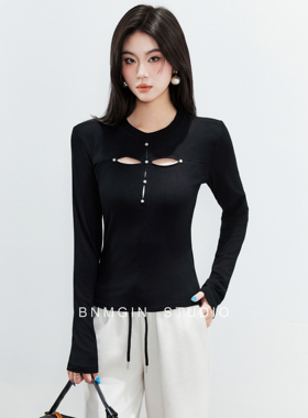 BNMGIN韩系漂亮小上衣2026超火减龄短款内搭掐腰显瘦单穿长袖t恤