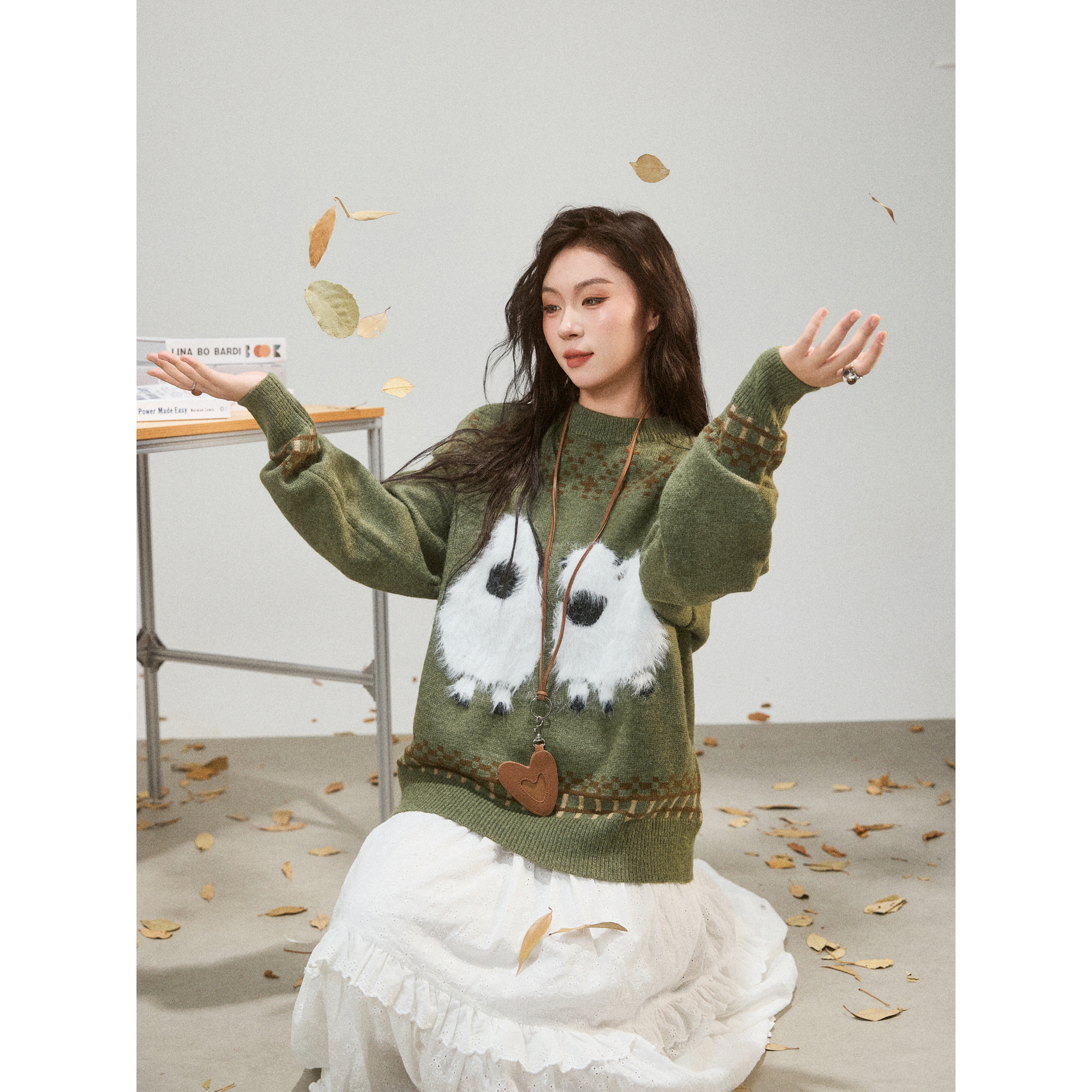 BNMGIN复古提花毛衣女秋冬新款