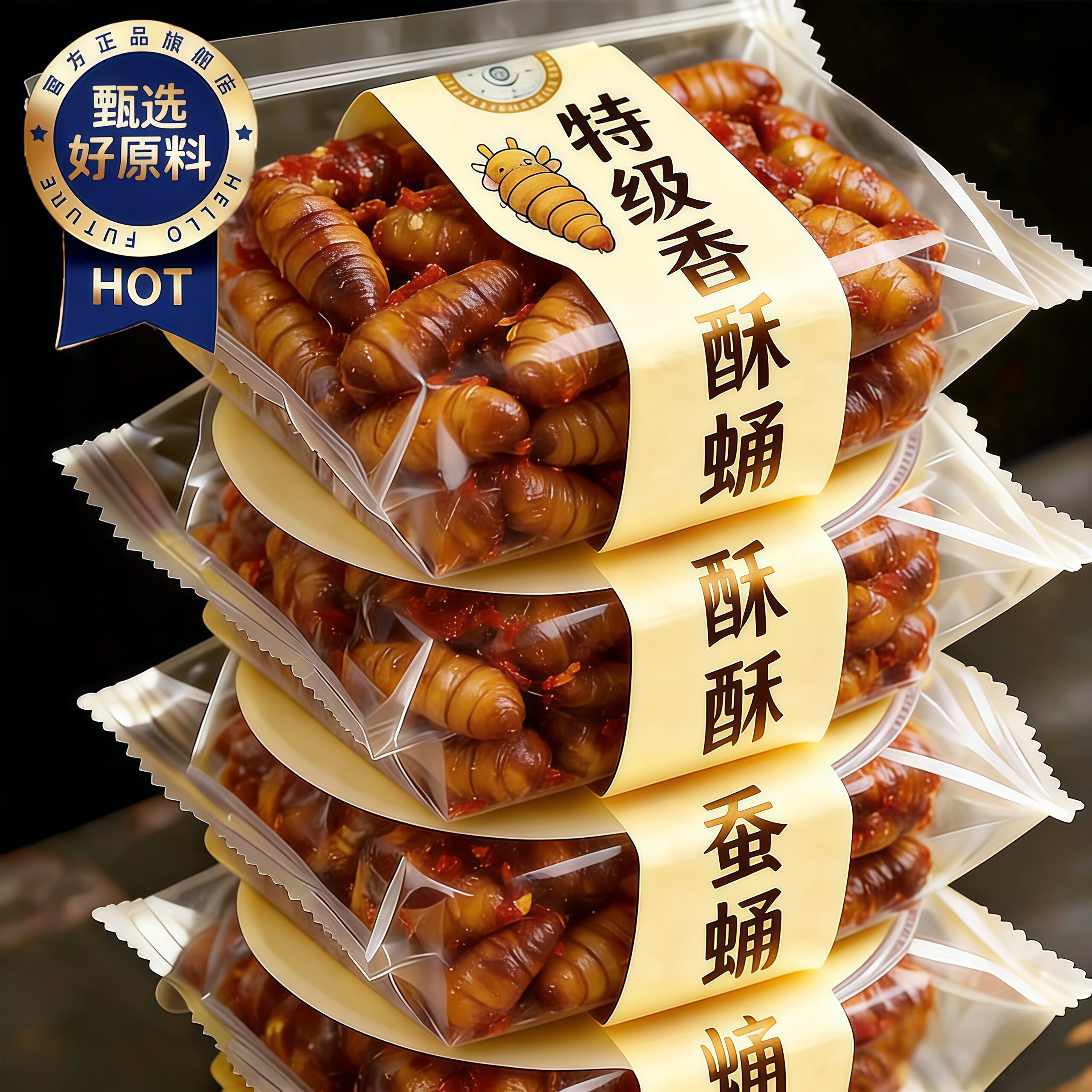 特级蚕蛹开袋即食香酥非油炸独立包装麻辣五香蚕蛹下酒菜熟食零食
