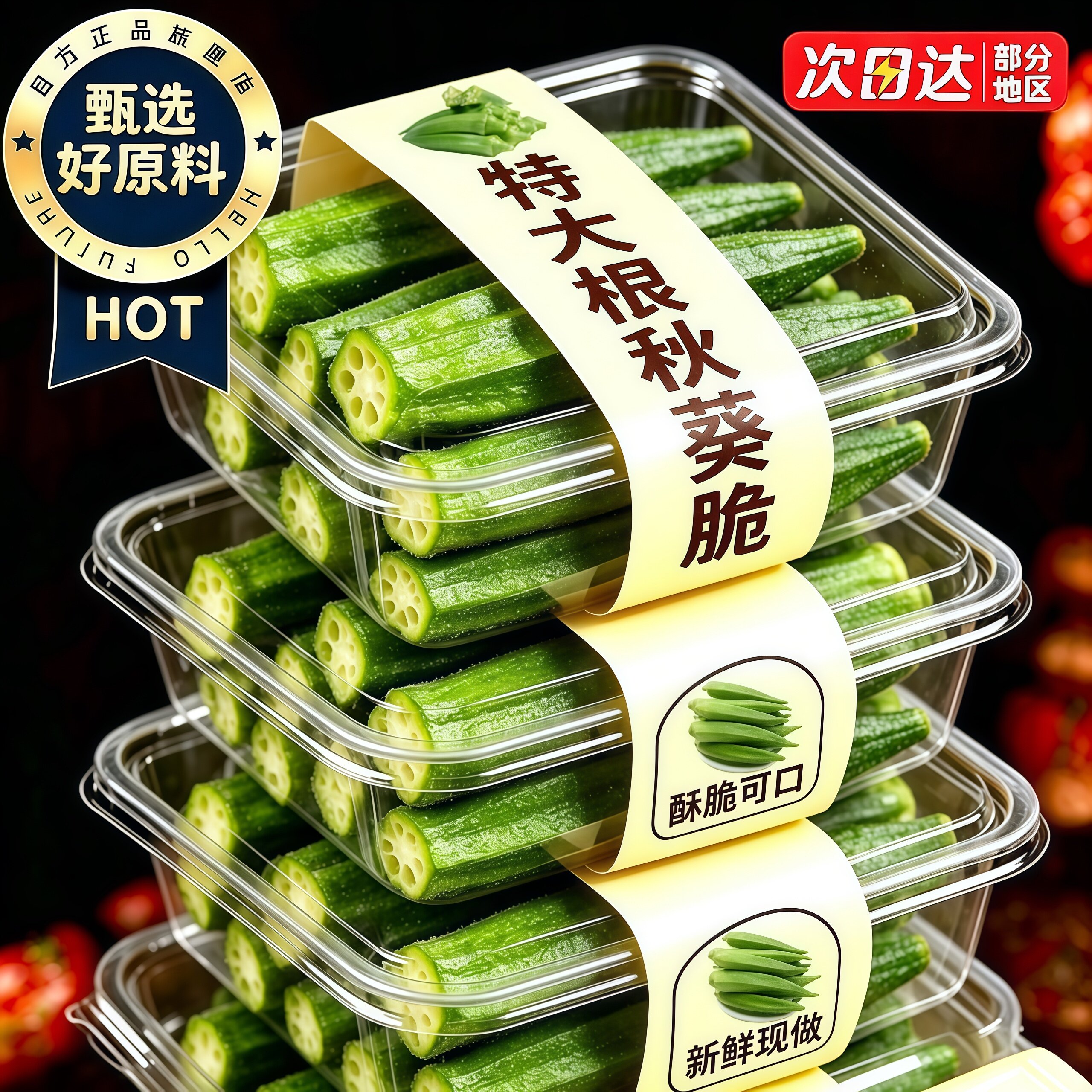 秋葵脆干原味冻干新鲜即食无蔗糖添加非油炸果蔬脆蔬菜干儿童零食