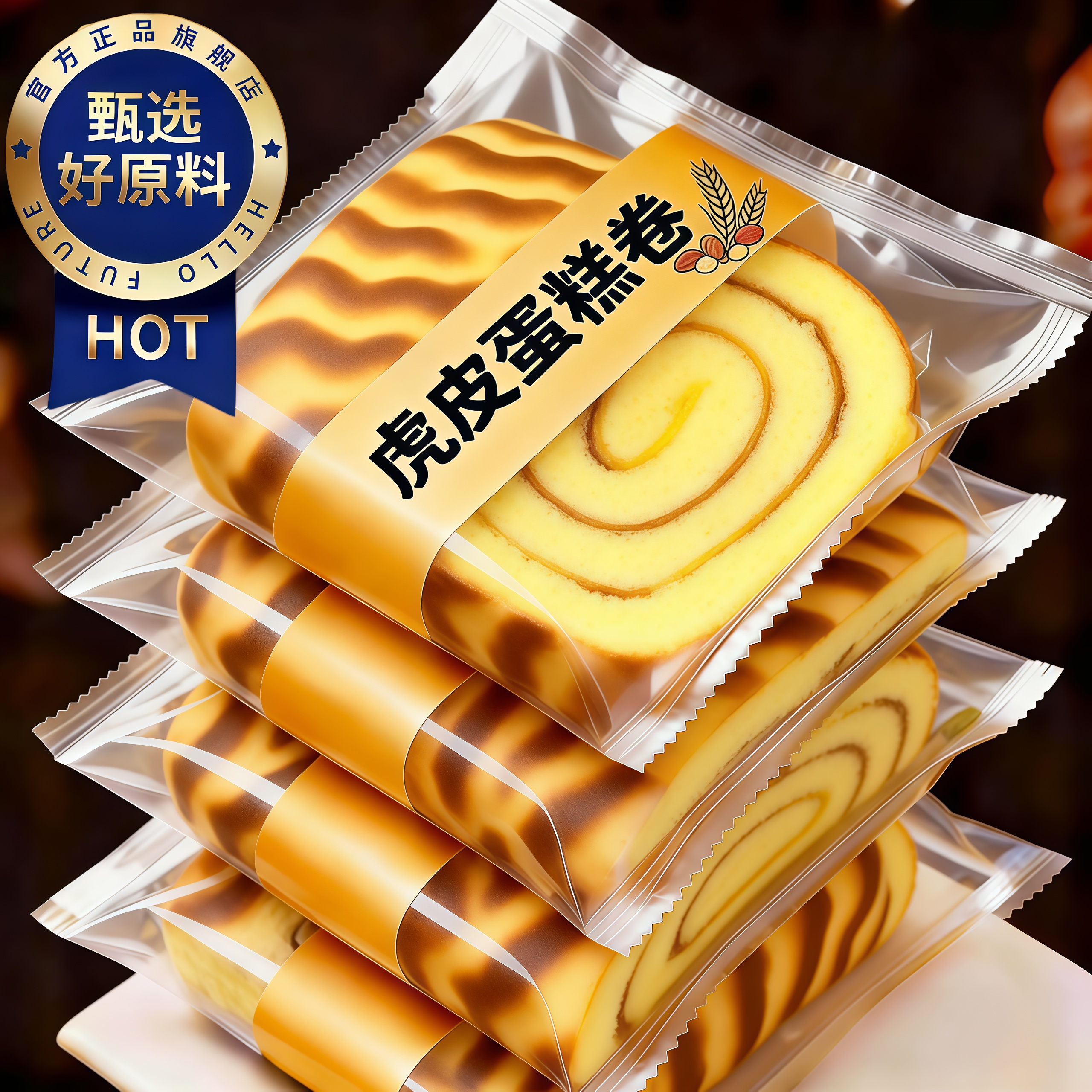 虎皮蛋糕卷牛乳虎皮卷瑞士卷夹心面包学生营养早餐整箱面包小零食
