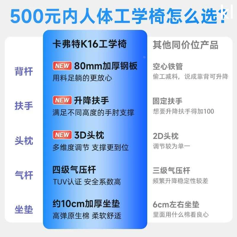 卡弗特K16人体工学电椅子脑椅家用久坐舒适电竞宿舍椅子办公新品