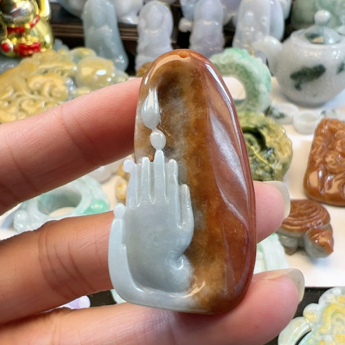 送证书天然翡翠A货特色佛手