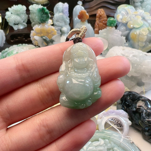 送证书 天然翡翠佛公吊坠