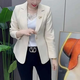 身顯瘦純色百搭職業小爆款 時尚 修氣質季 外套女2024春新款 長袖 西裝