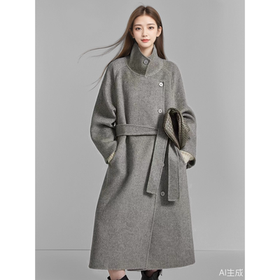 立领双面羊毛大衣女式毛呢外套