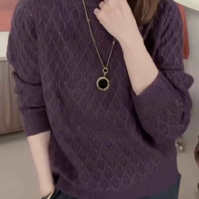 【葡萄毛衣-紫】2025秋冬新款欧货高级感菱形宽松显瘦针织衫