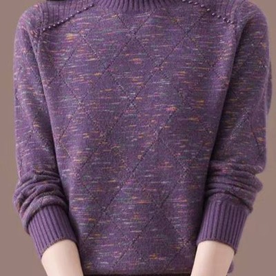 【紫霞】2025新款半高领时尚套头秋冬加厚洋气减龄内搭针织衫