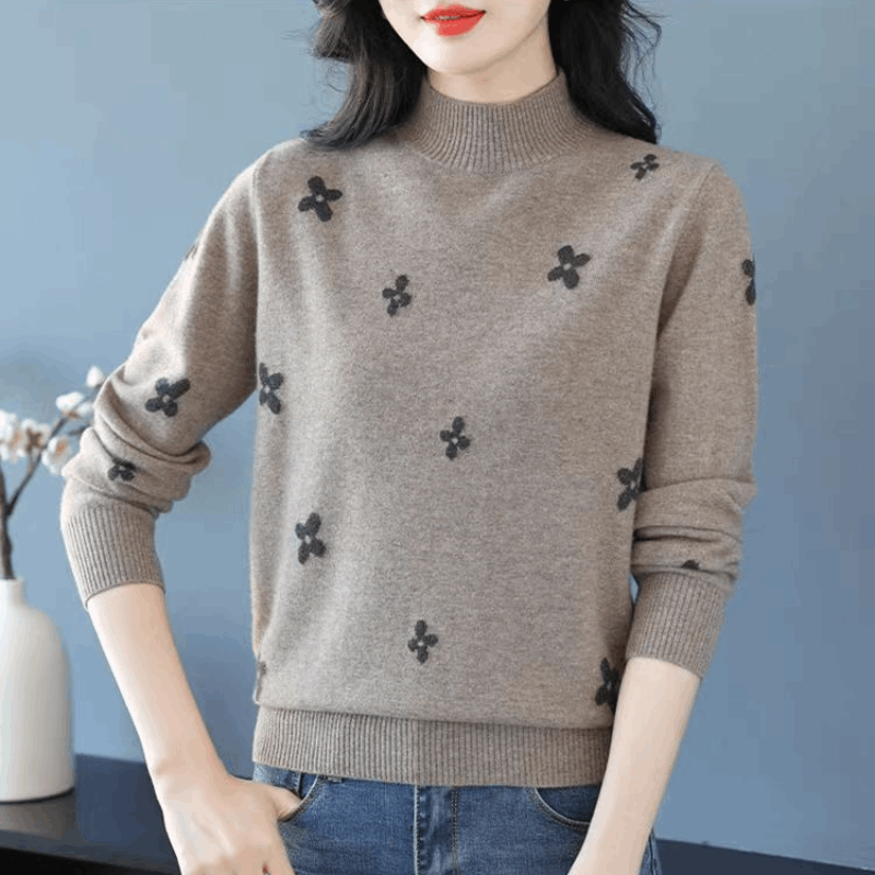 【小花】半高领女加厚针织打底衫2025新款秋冬毛衣内搭宽松上衣