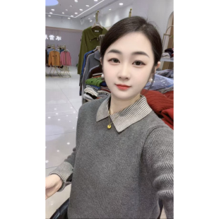 【方领毛衣】2025秋冬新款欧货翻领条纹针织毛衣柔软舒适洋气