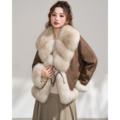 2025冬新款 大狐狸毛毛领时尚 气质短款 鹅绒羽绒服年轻外套B2751