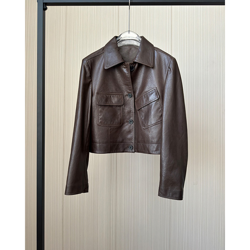 进口头层绵羊皮外套女短款高端时尚真皮皮衣女机车服显瘦B1687