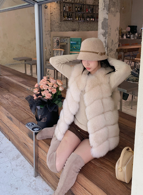 冬日恋岛高档狐狸毛25新年轻款中长款皮草马甲女坎肩加厚B1285