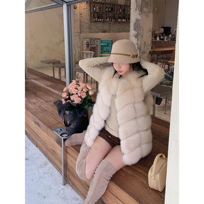 冬日恋岛高档狐狸毛25新年轻款中长款皮草马甲女坎肩加厚B1285