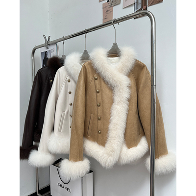 女小个子短款年轻款机车鹅绒羽绒服狐狸毛皮草外套B2755