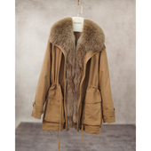 2025新爆秋冬高级感小众气质名媛毛领中长款 外套派克服女B1853