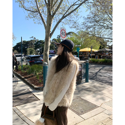 2025秋冬新款山羊绒皮毛一体马甲女轻奢显贵气质上衣B2262