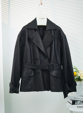 2025秋季新款真皮皮衣女气质收腰中长款绵羊皮外套B1309