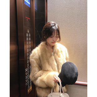 芬兰进口双色定染狐狸整皮坎毛毛皮草外套女25新B2193