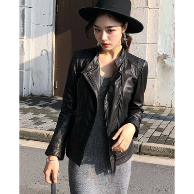 进口绵羊皮皮衣女机车经典百搭海宁皮夹克外套短款修身P41501