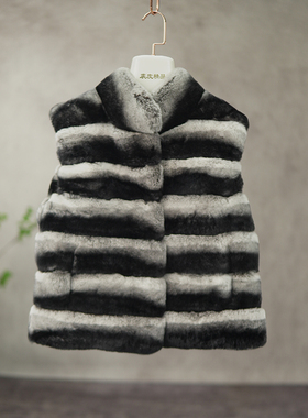 皮草马甲獭兔毛龙猫女高档2025新款高端短加厚显瘦轻奢B2030