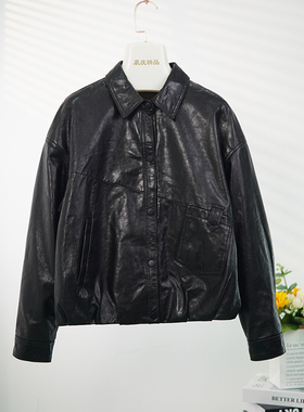 2025春秋新款真皮皮衣女短款绵羊皮复古上衣休闲宽松B1280