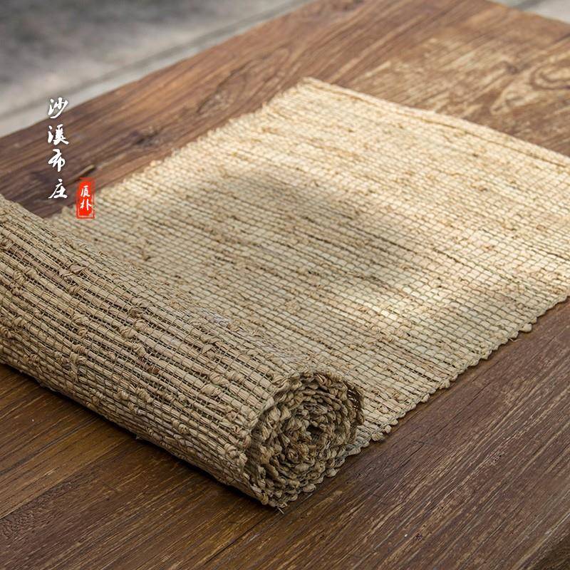 日式手工茶席布苎麻装饰布浅色禅意茶席布茶巾 麻类桌旗桌布定制