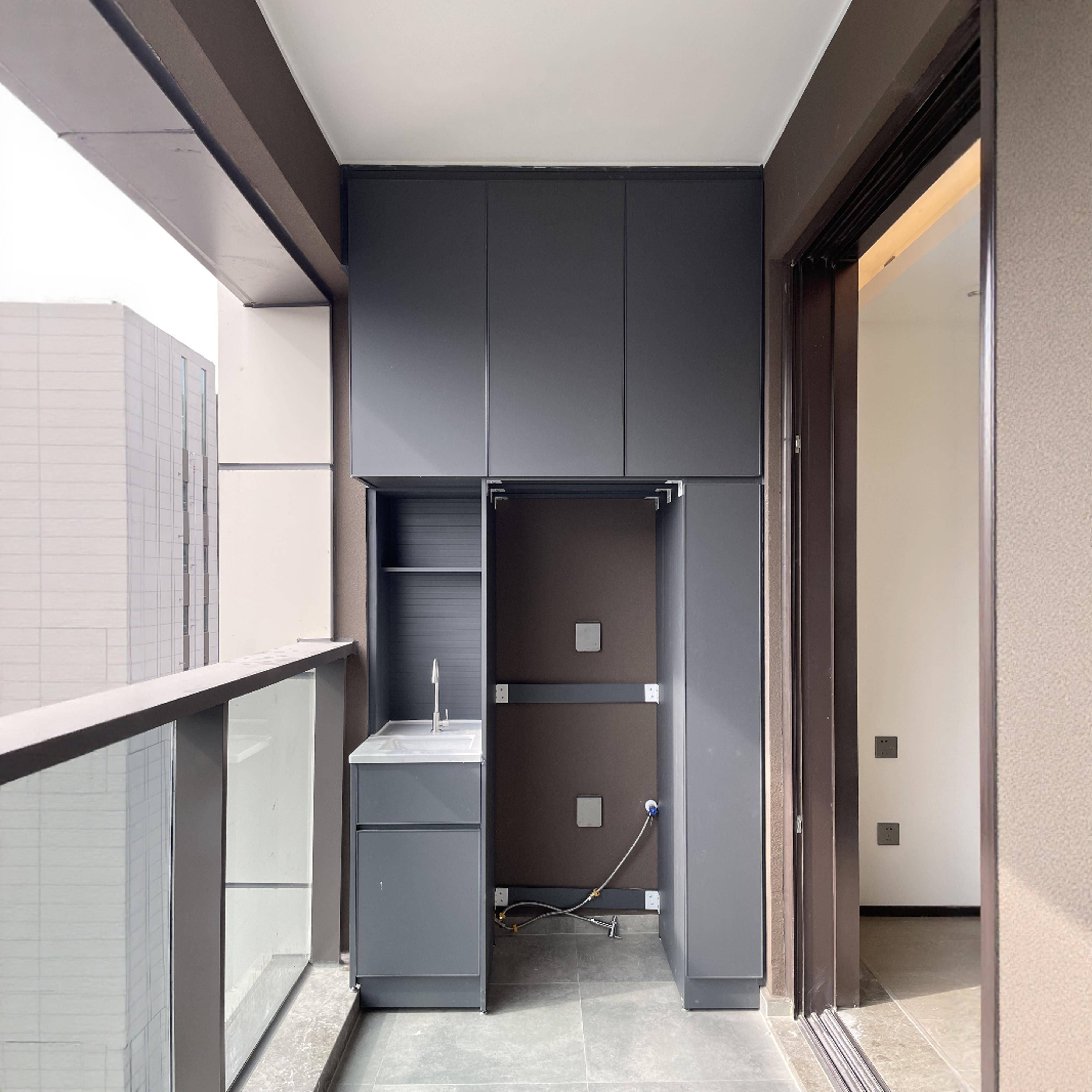 铝合金阳台柜太空铝焊接板洗衣机柜一体柜收纳柜包管切角安装